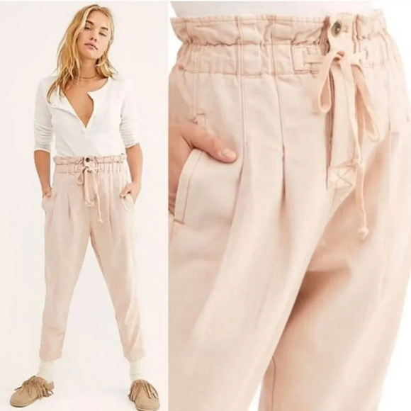 Free People Margate Pleated Trousers in Misty Rose - Picture 1 of 11